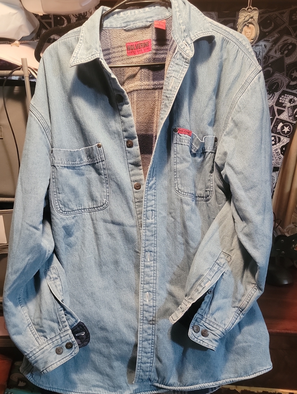 Wolverine Light Denim Shirt Jacket in Pale Blue